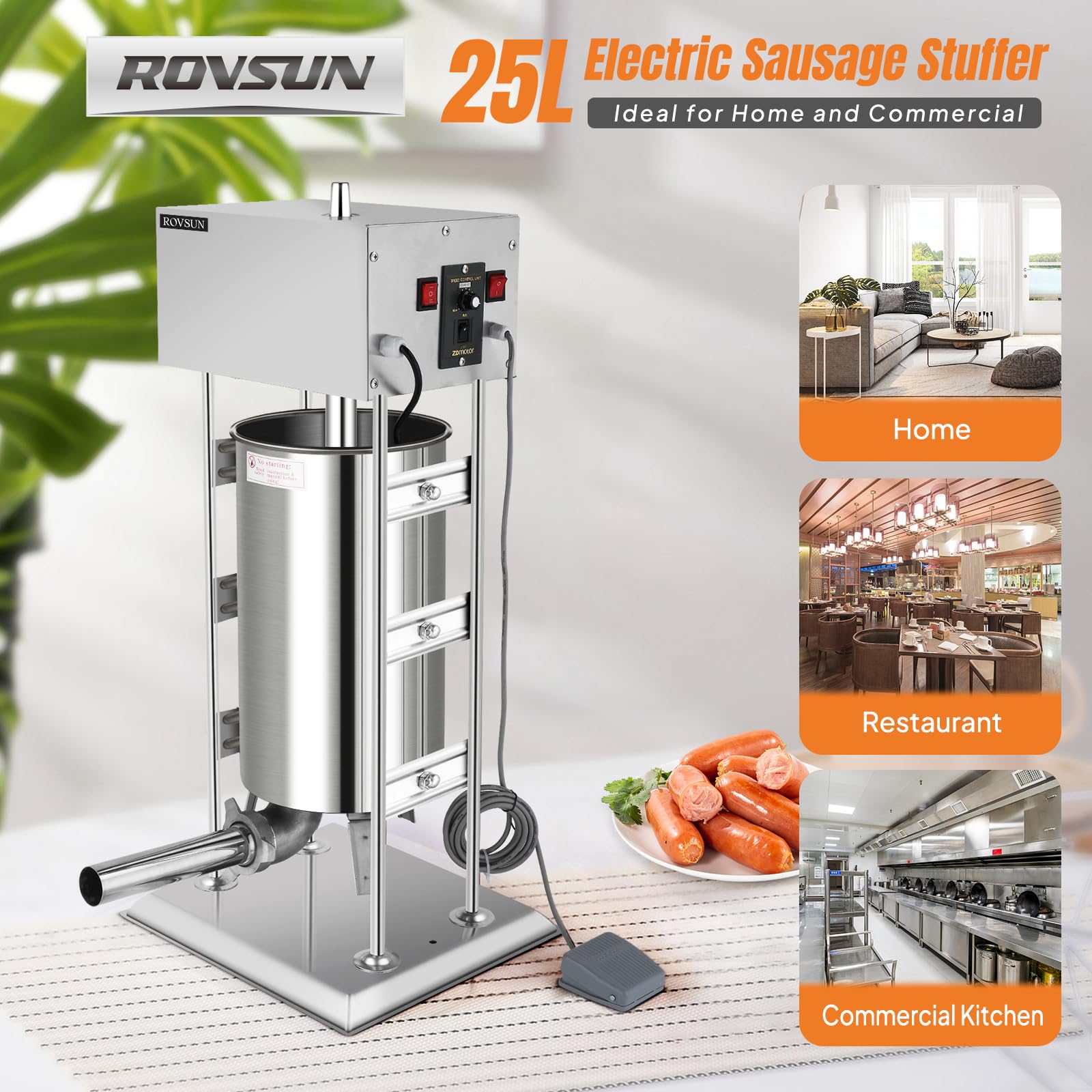 ROVSUN 55 lb. Electric Sausage Stuffer Maker with 5 Stuffing Tubes