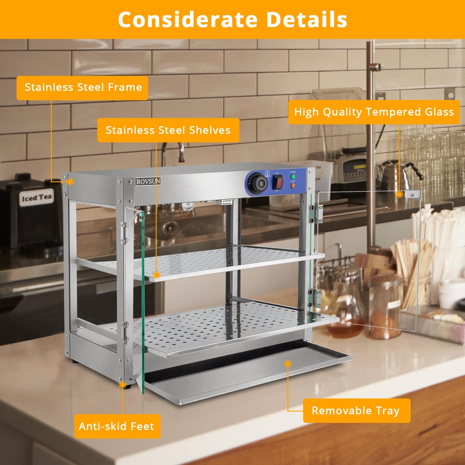 ROVSUN 2-Tier 24" 800W 110V Hot Food Warmer Display Case Countertop