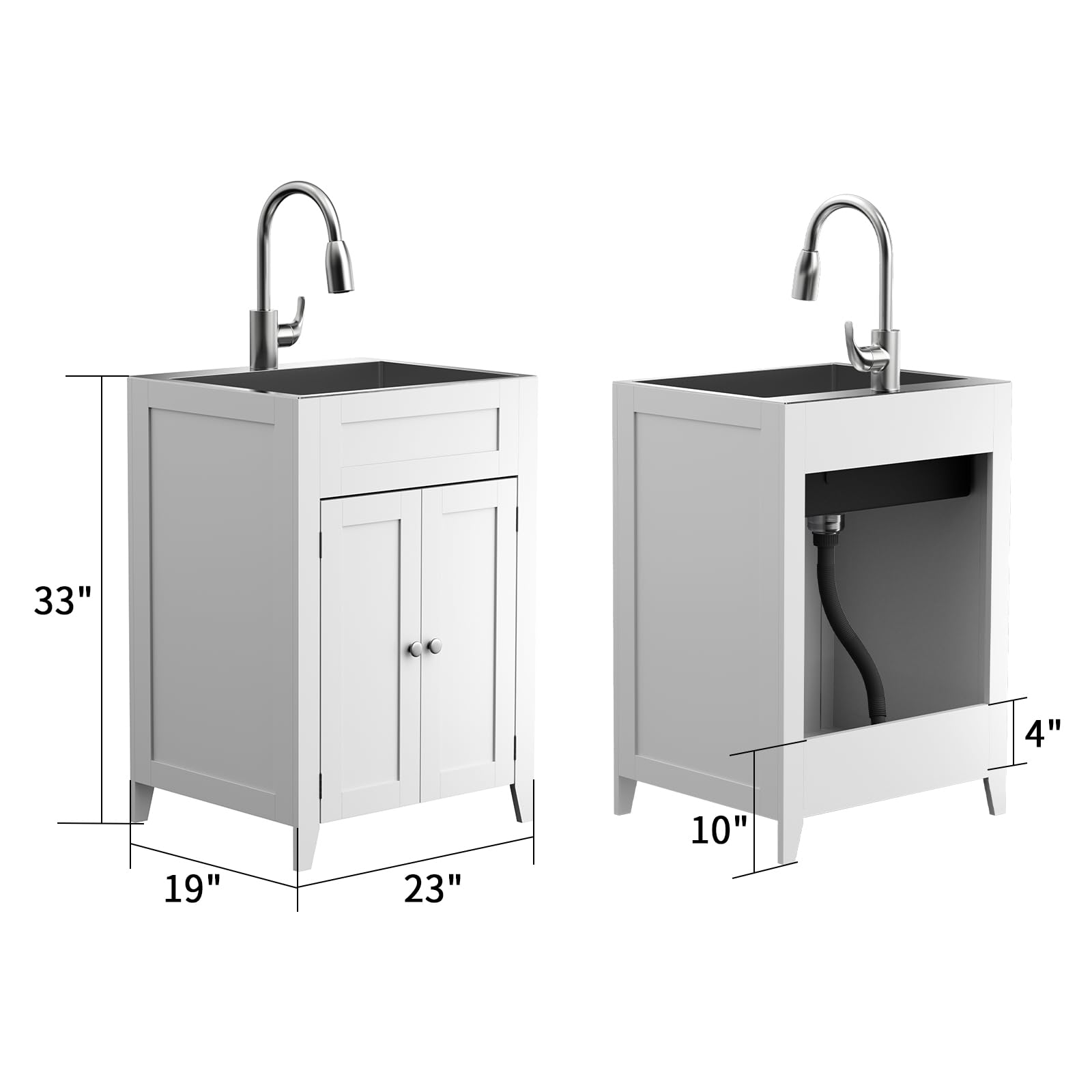 ROVSUN 24" Utility Sink with Cabinet for Kitchen Laundry Room White