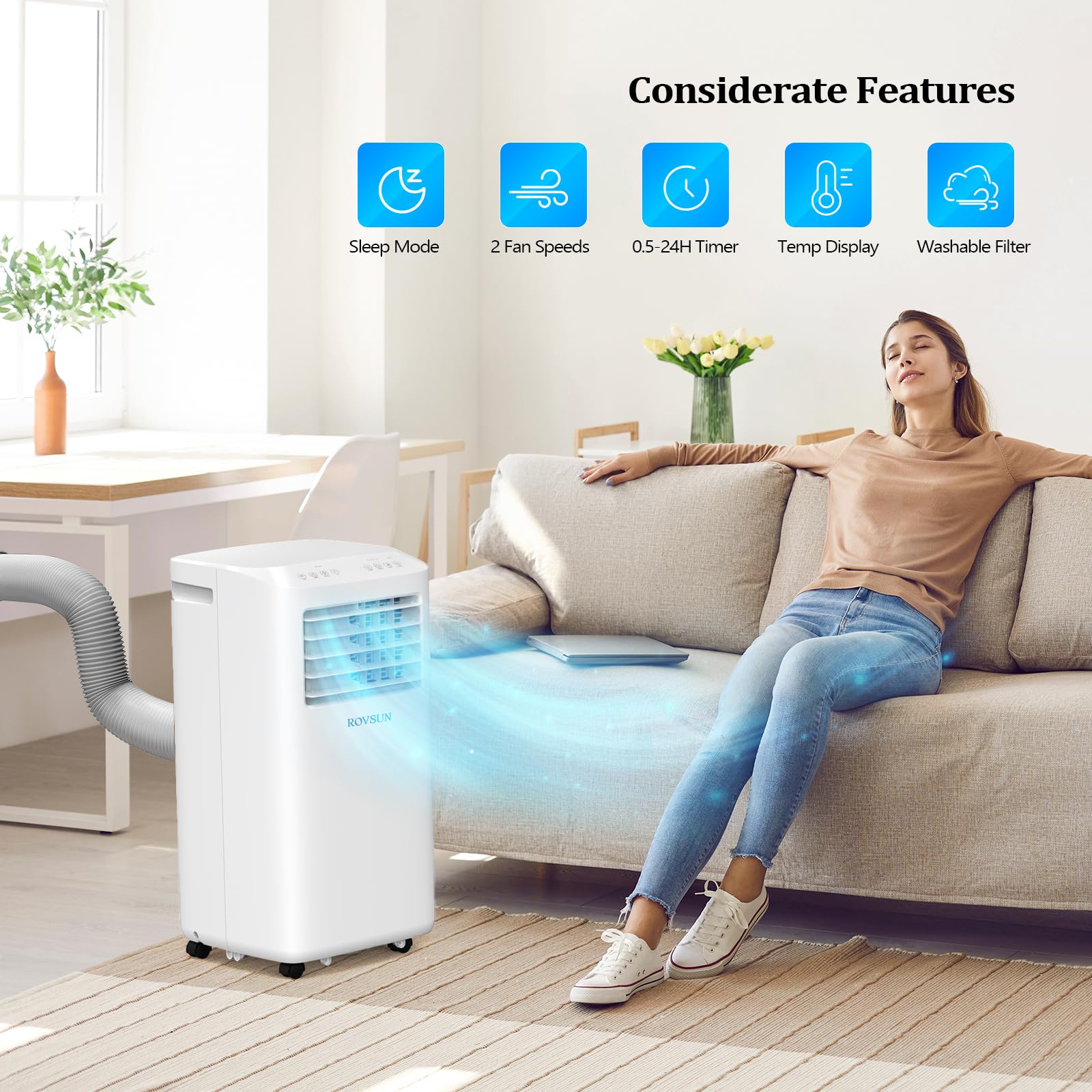 10000 BTU WiFi Enabled Portable Air Conditioner with Heat & Installation Kit