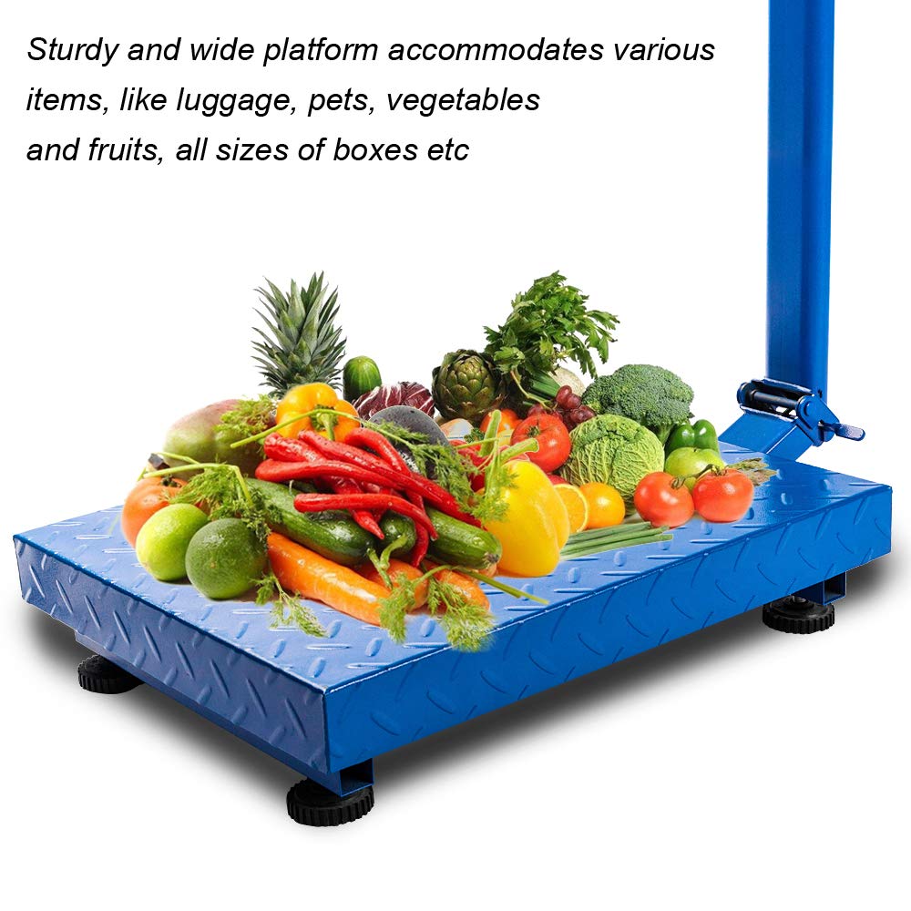 661 LBS Weight Heavy Duty Electronic Platform Scale with LCD Display Blue