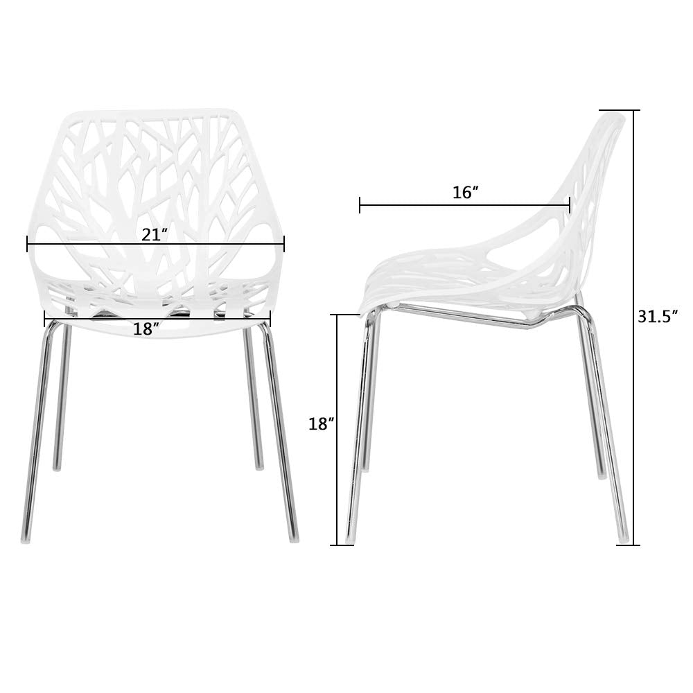 Plastic Saping Birch Stackable Chairs Set White