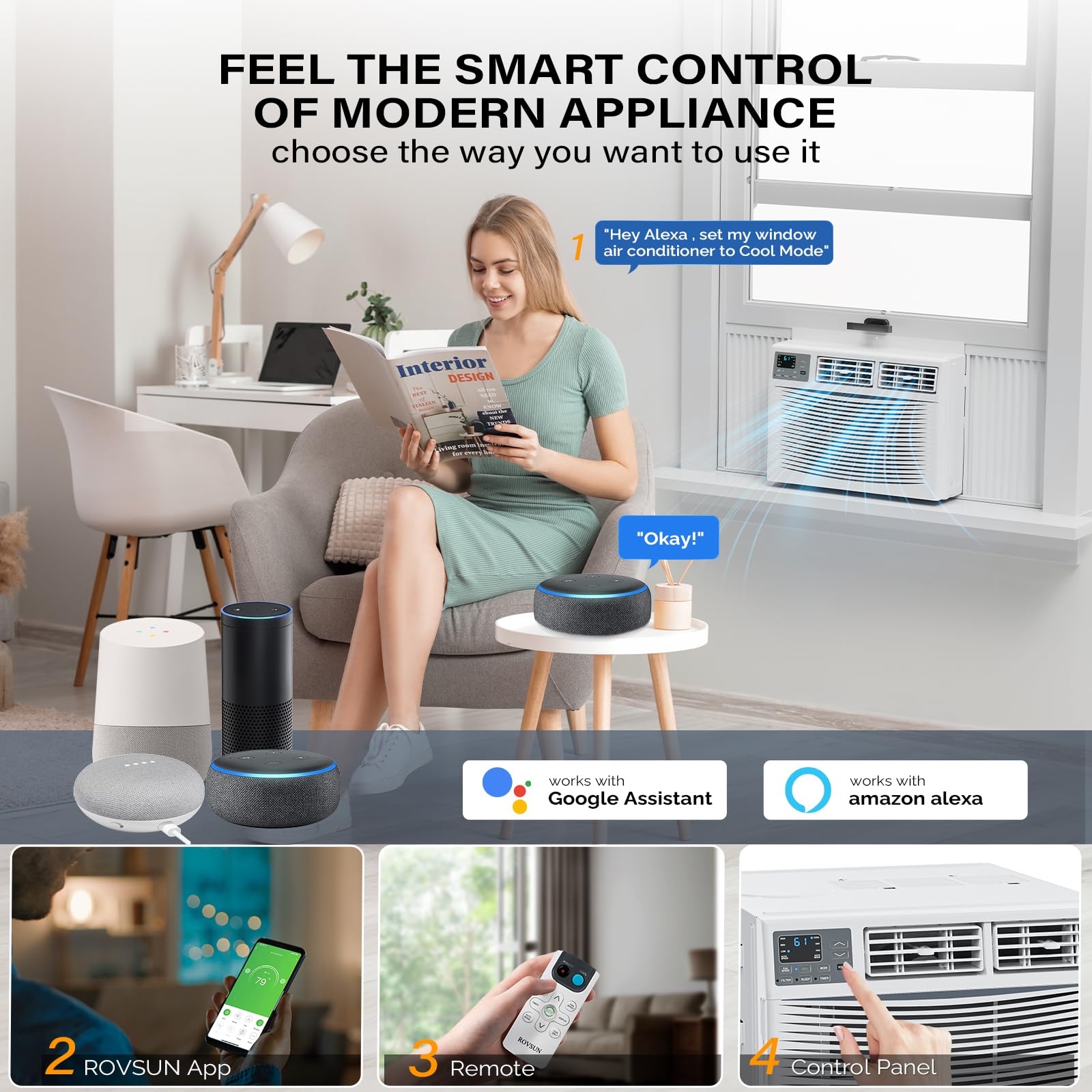 ROVSUN 18,000 BTU 230V Window Air Conditioner with Wifi/APP & Install Kit