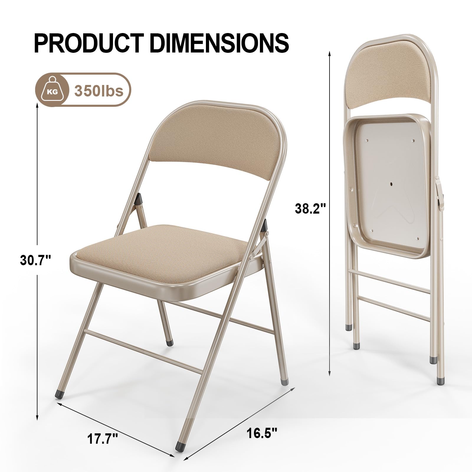 Folding Chairs with Fabric Seat Set & Back Khaki