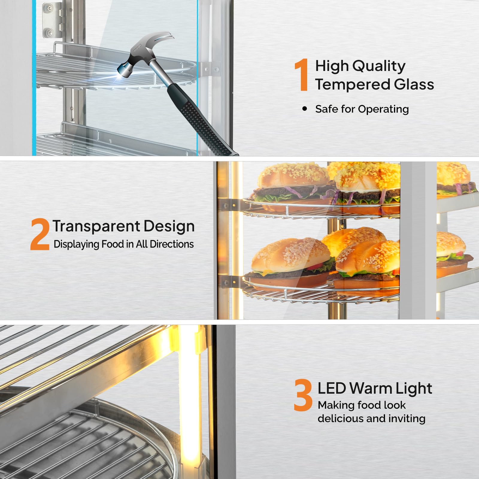 ROVSUN 5-Tier 14" 800W 110V Hot Food Warmer Display Case Countertop