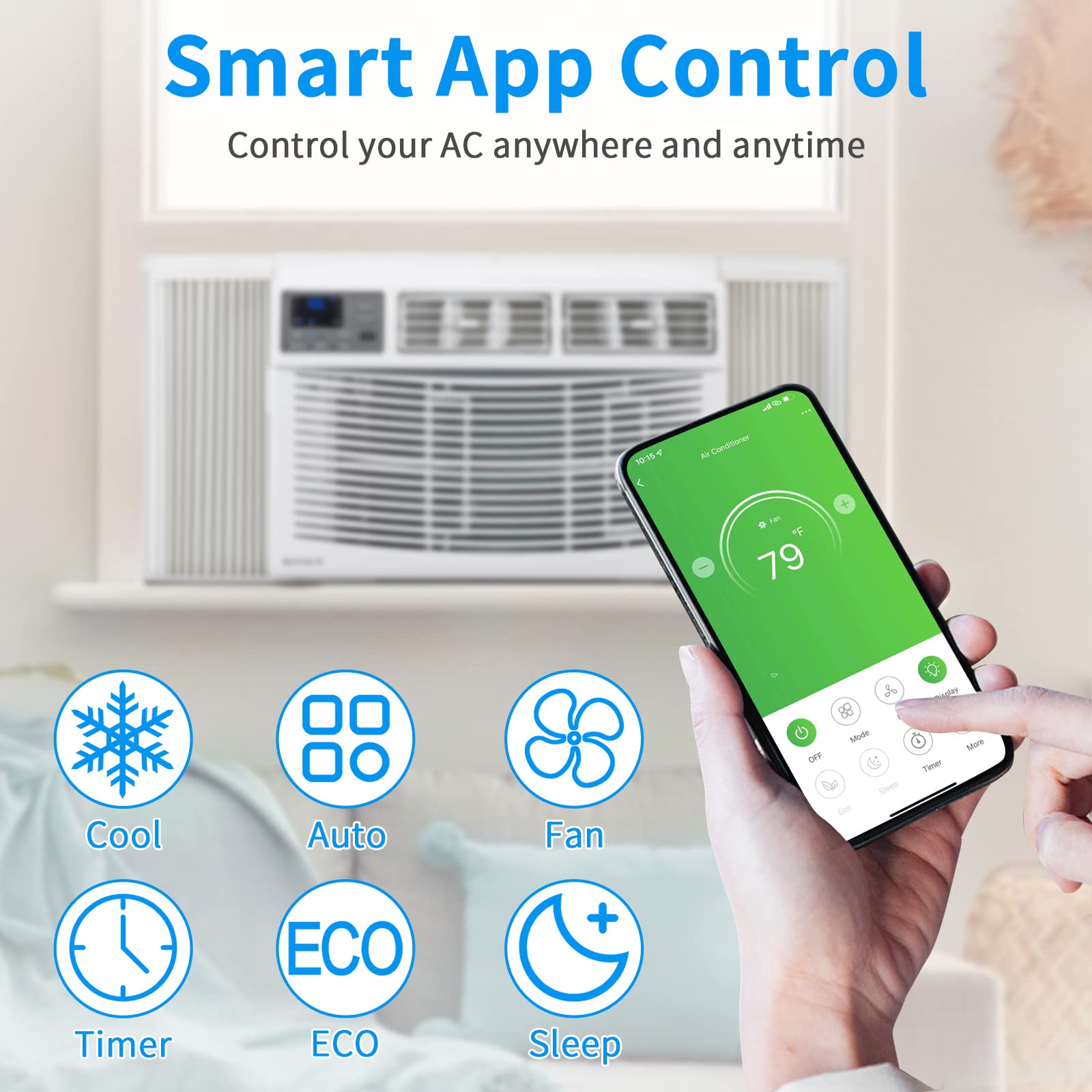 ROVSUN 14000 BTU 115V Window Air Conditioner with Wifi Remote App Control & Install Kit