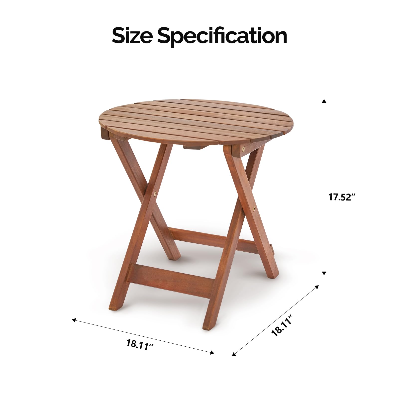 18 Inch Round FSC Acacia Wooden Folding Table