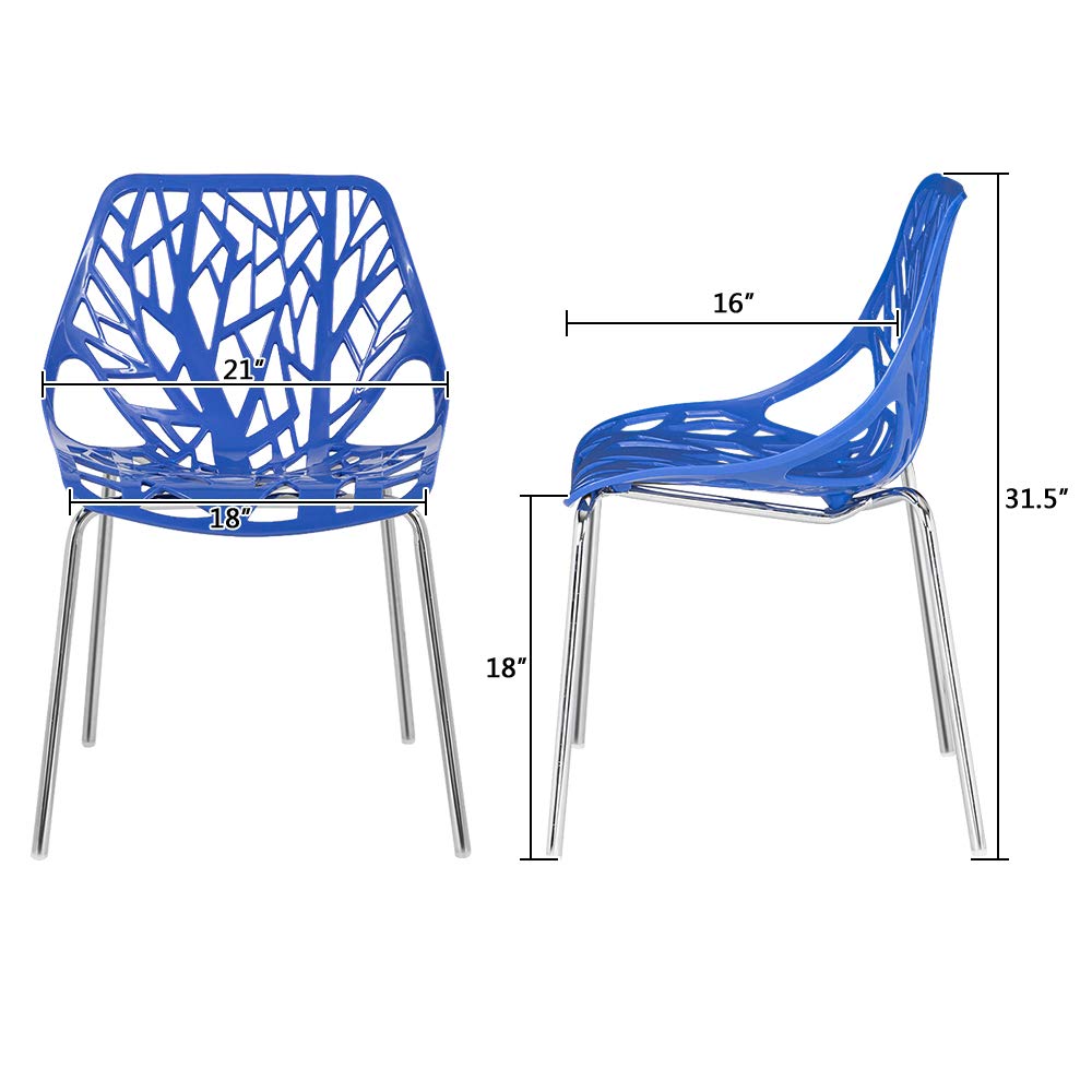 Plastic Saping Birch Stackable Chairs Set Blue