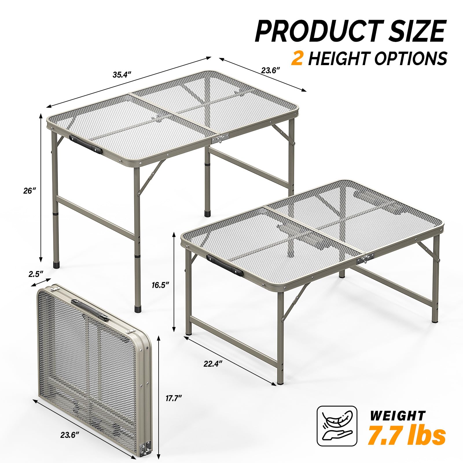 3 FT Portable Picnic Table Adjustable Height Gun