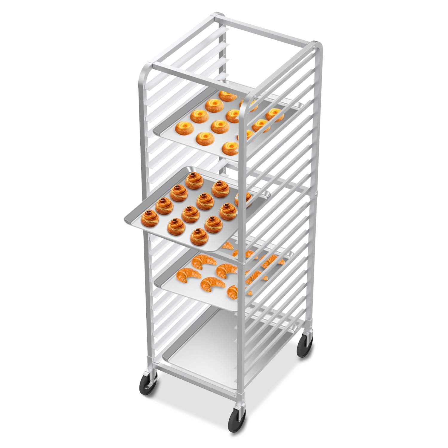 ROVSUN 20-Tier Bakery Rack Stainless Steel 26 Inches Wide Bun Pan Sheet Rack