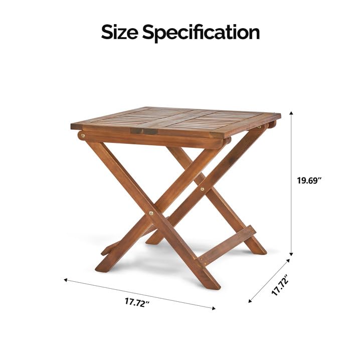 18" Square FSC Acacia Foldable Wood Side Table