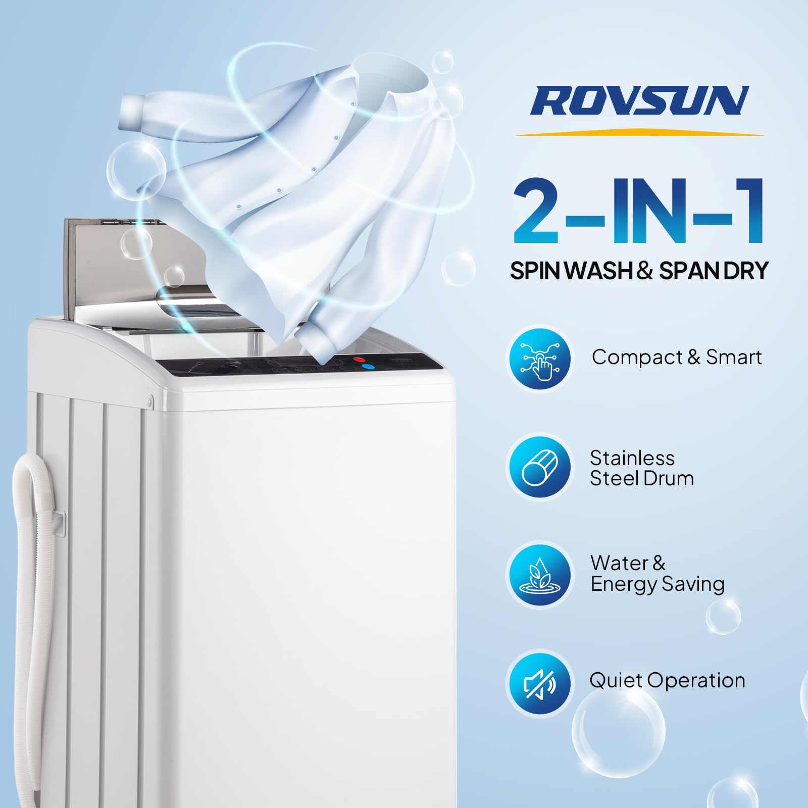 ROVSUN 2.3 Cu.Ft 400W 110V Automatic Top-Loading Washer Dryer Combo