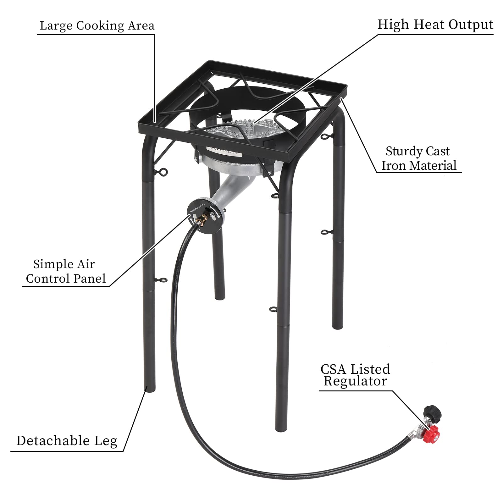 ROVSUN Single Burner 200000 BTU Outdoor Propane Stove for Camping