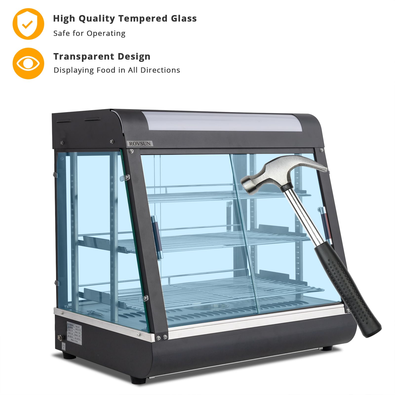 ROVSUN 3-Tier 26 Inch 1200W 110V Hot Food Warmer Display Case Countertop