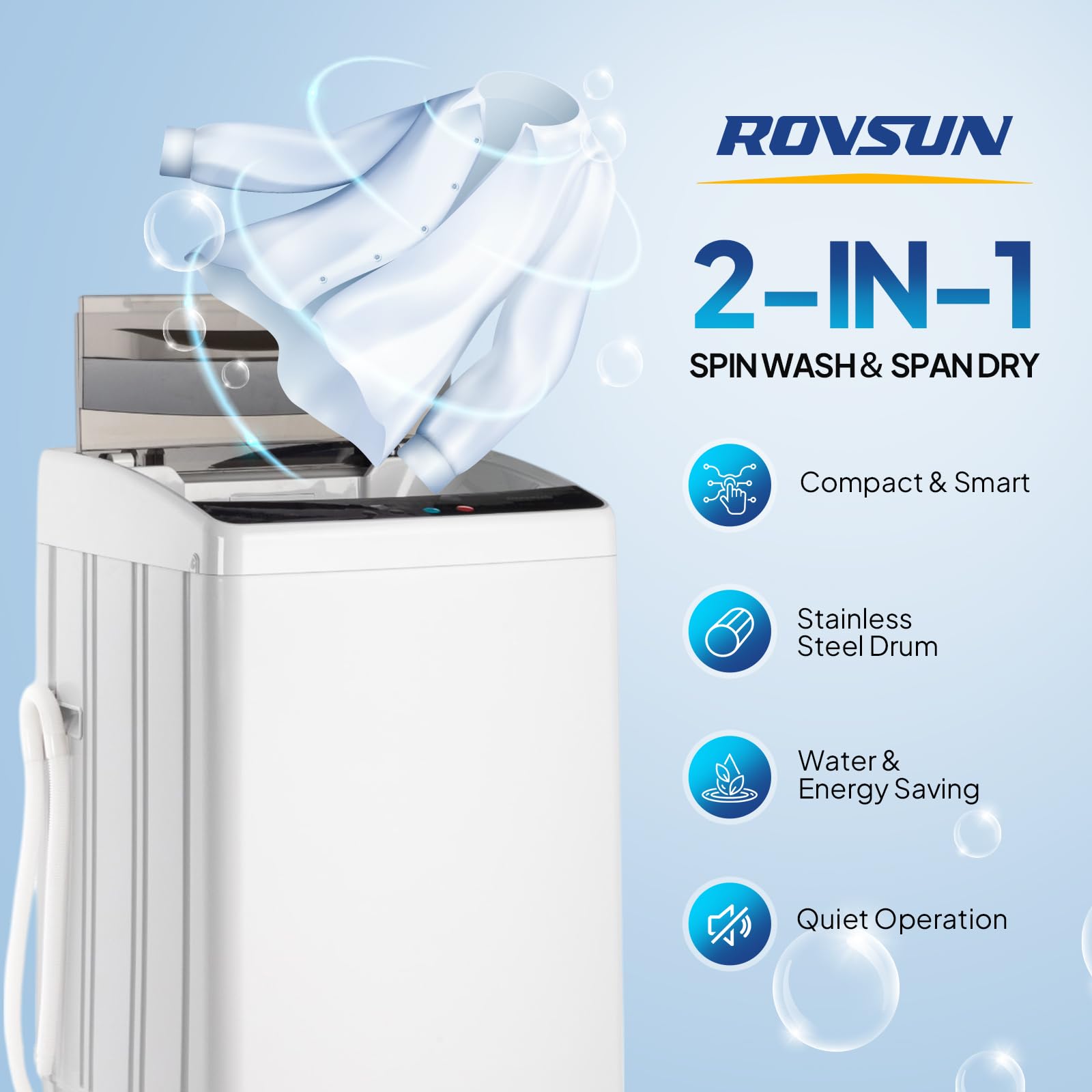 ROVSUN 3.0 Cu.Ft 400W 110V Automatic Top-Loading Washer Dryer Combo