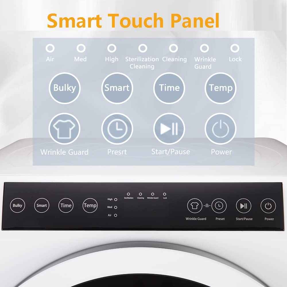 ROVSUN 13.2 LBS 1300W 110V Tumble Dryer Machine with LED Touch Screen White