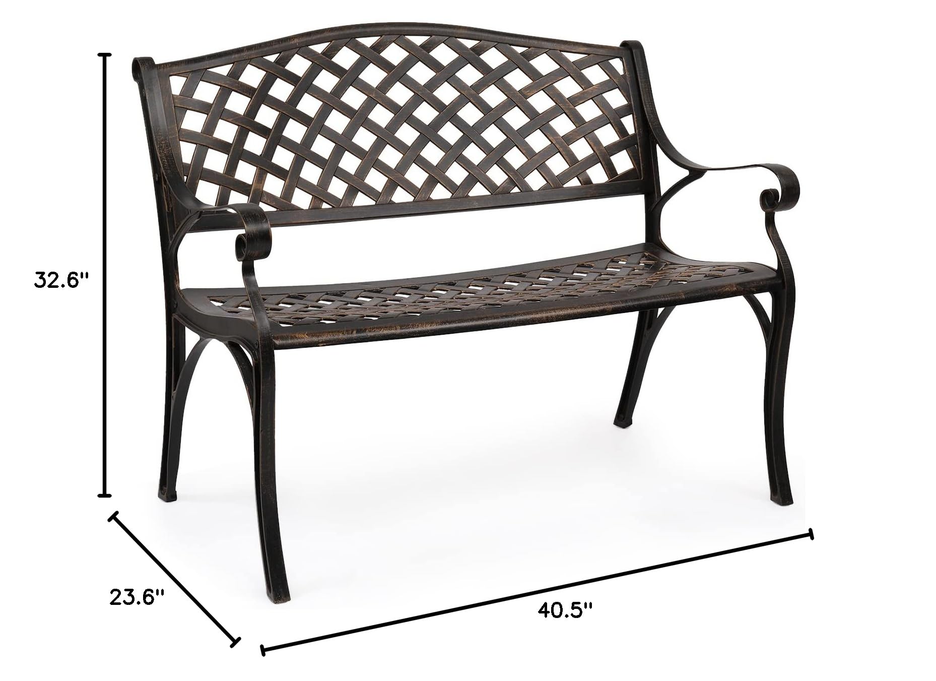 40.5" Outdoor Bench Cast Aluminium Bronze