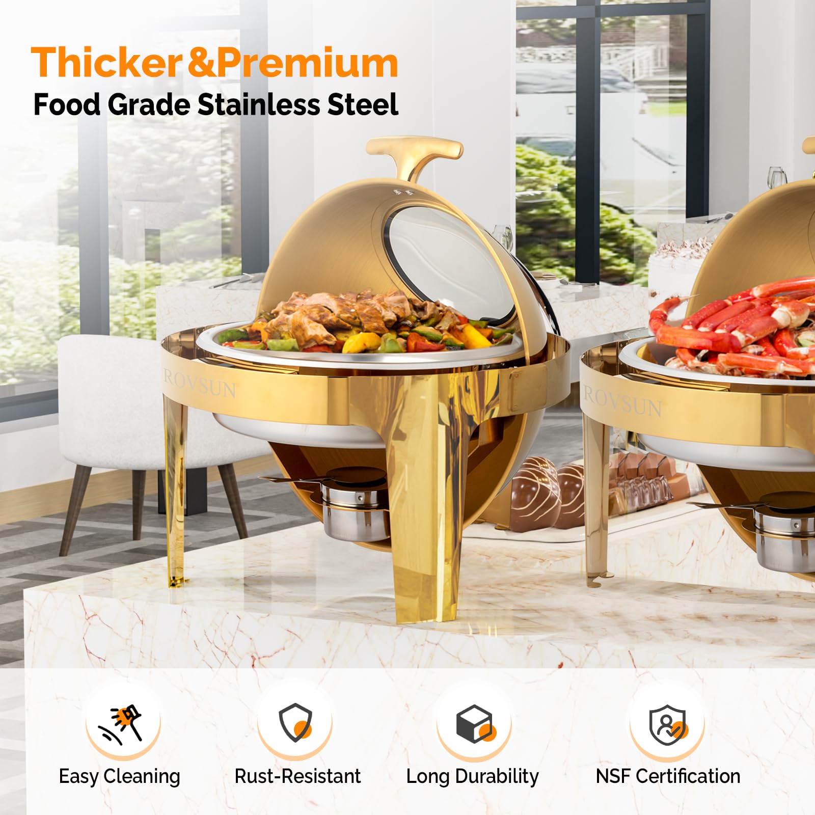 Gold Stainless Steel Oval shops Chafer Chafing Dish Set