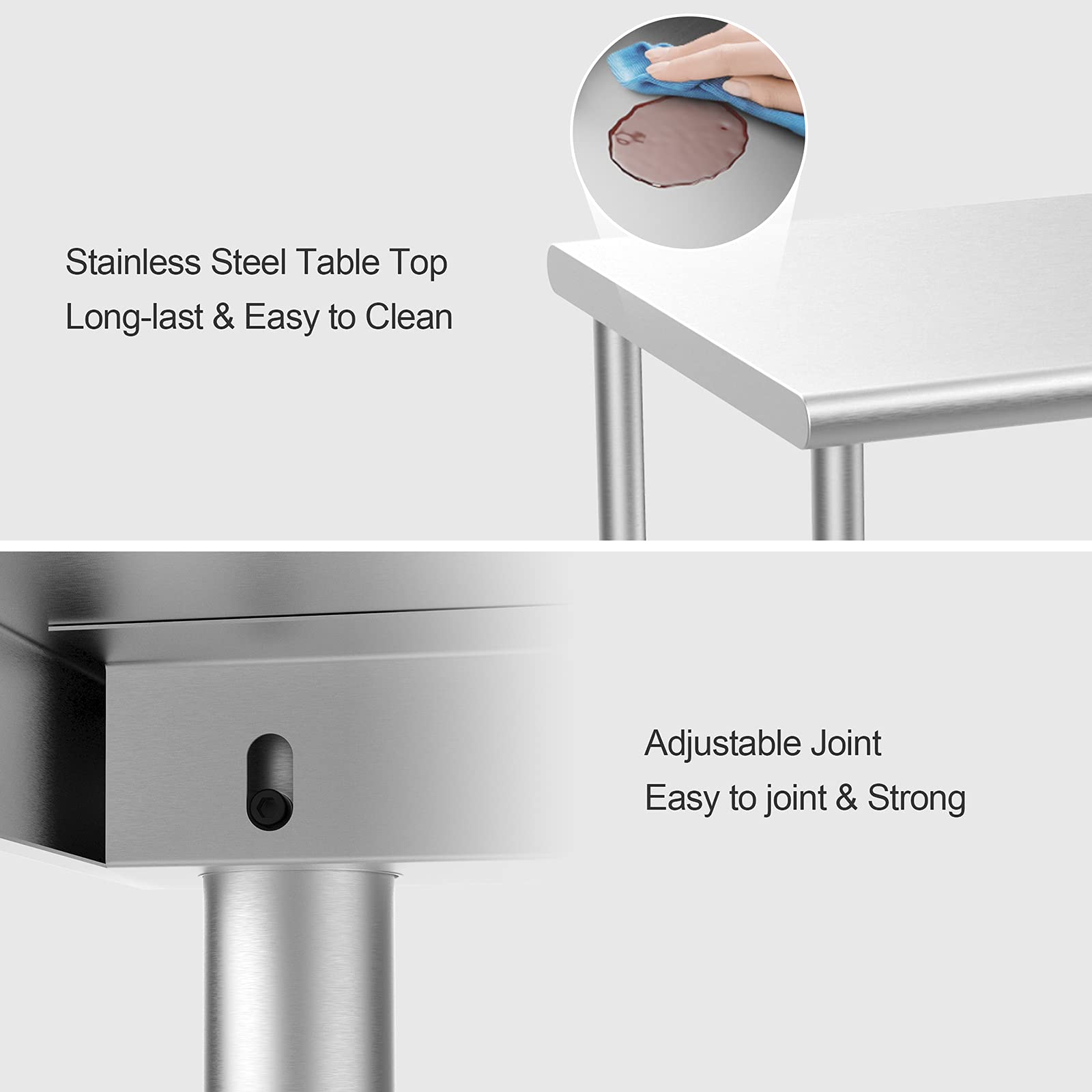 ROVSUN 24" x 48" Stainless Steel Table with Undershelf