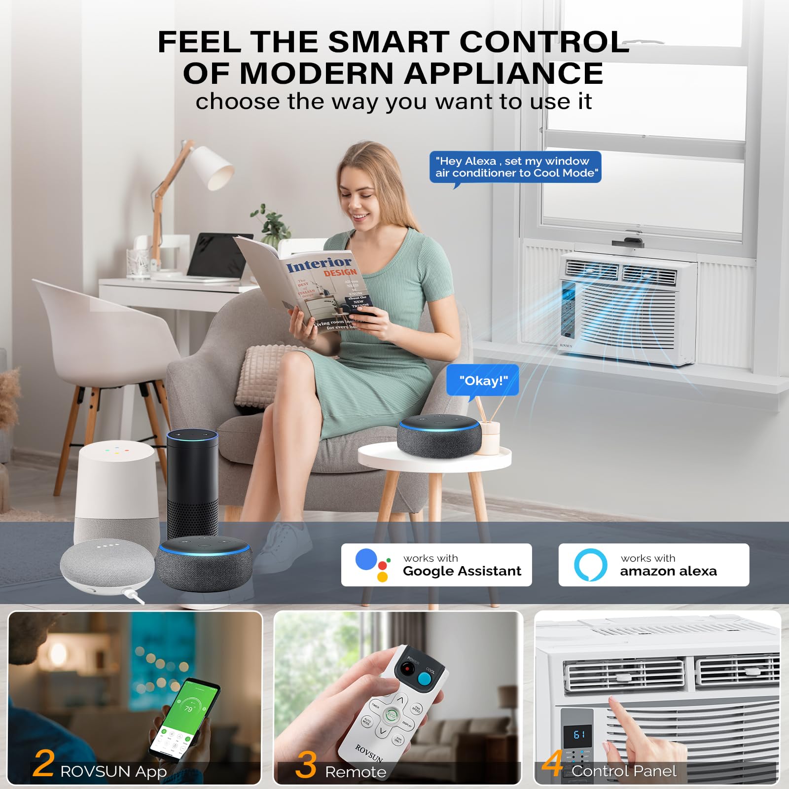 ROVSUN 6,000 BTU 115V Window Air Conditioner with Wifi/APP & Install Kit