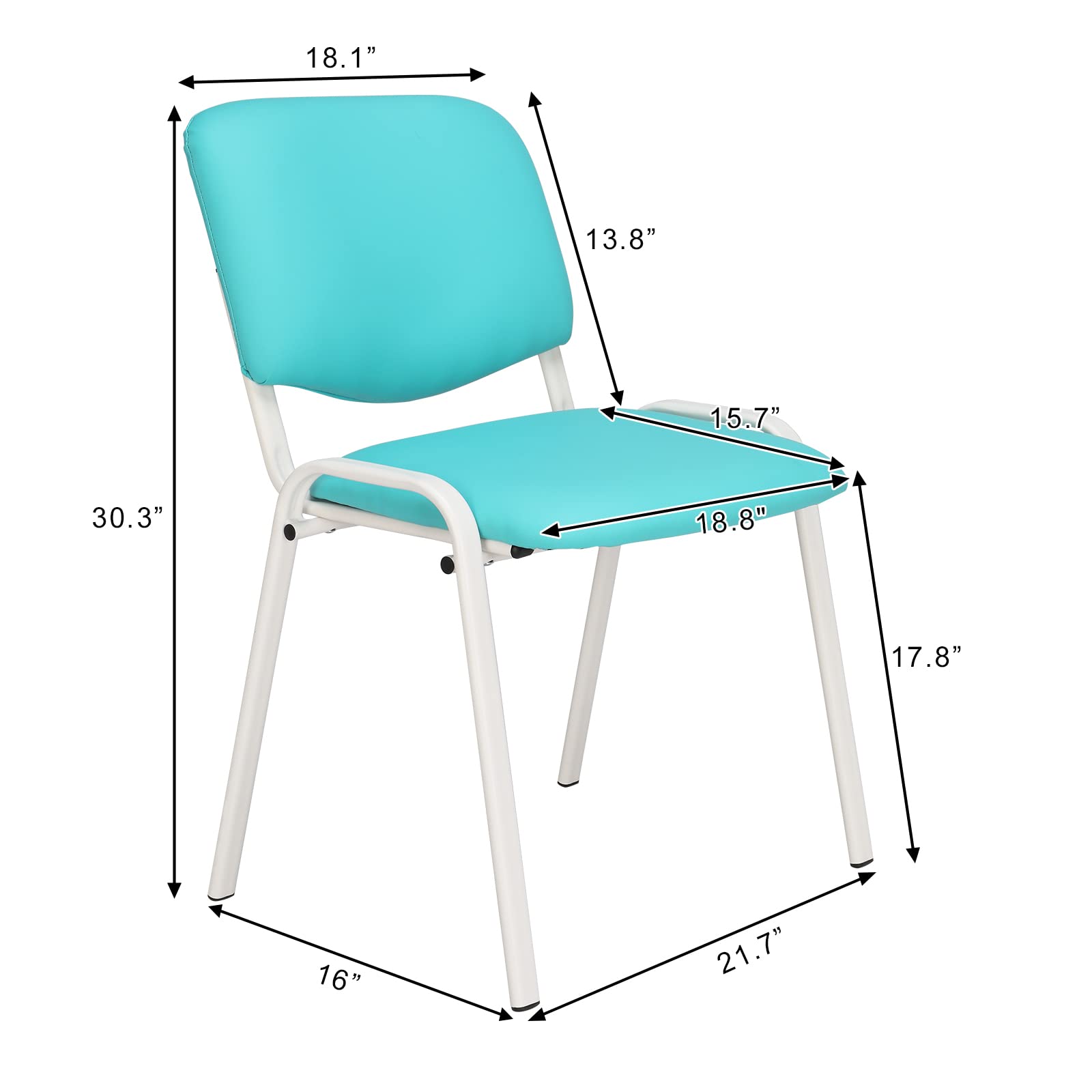 Office PU Stacking Chairs Armless Blue