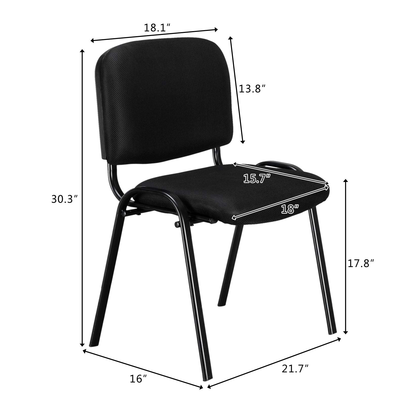 Office Fabric Mesh Stacking Chairs Armless Black