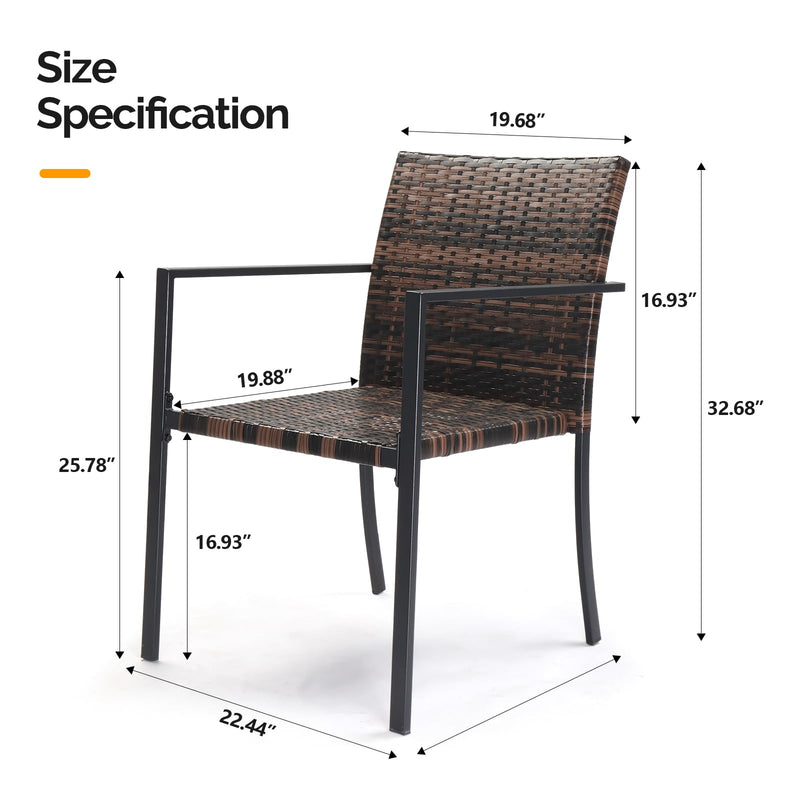 Wicker Outdoor Dining Chair Set Stackable