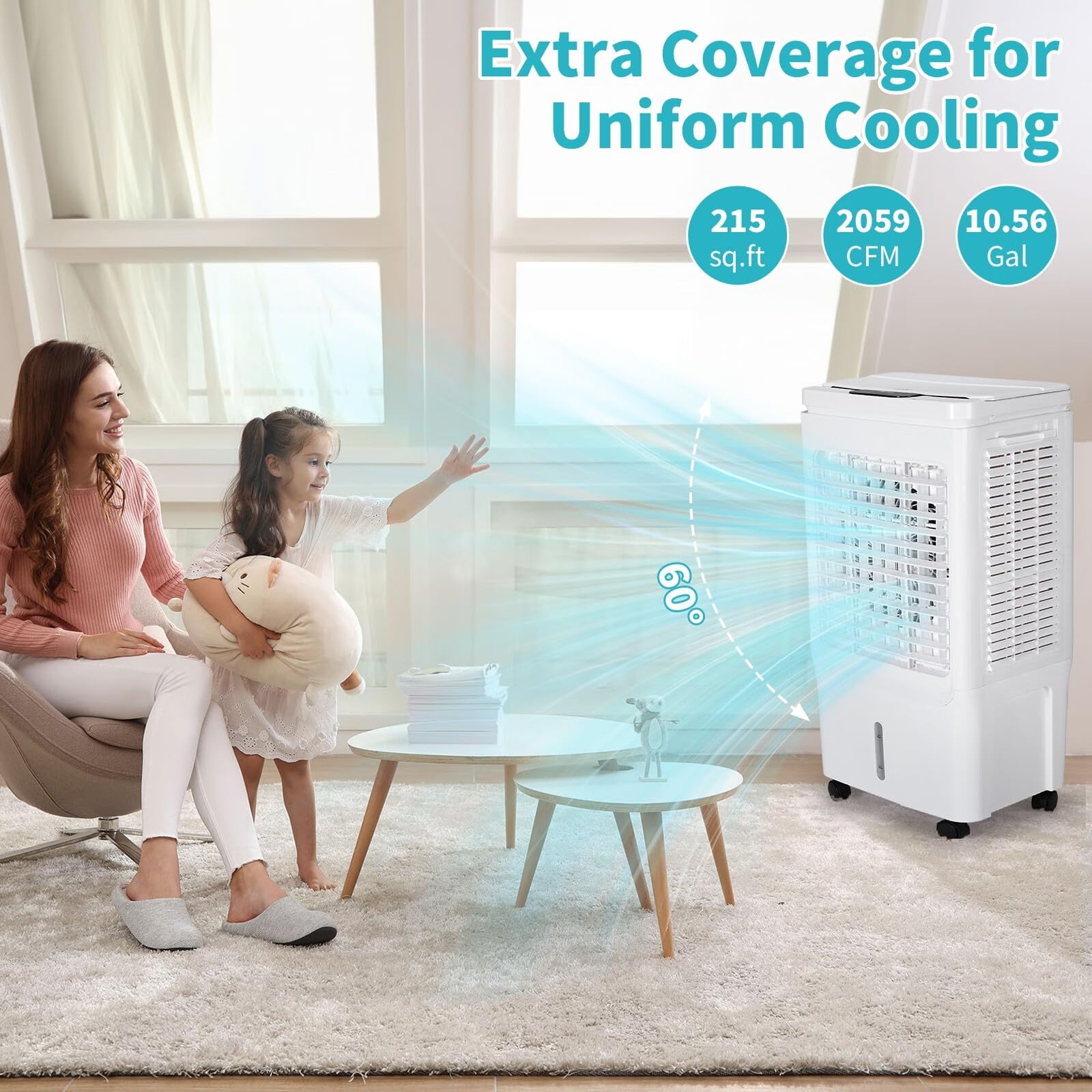 10.6 Gallon Portable Evaporative Air Cooler with Remote Control