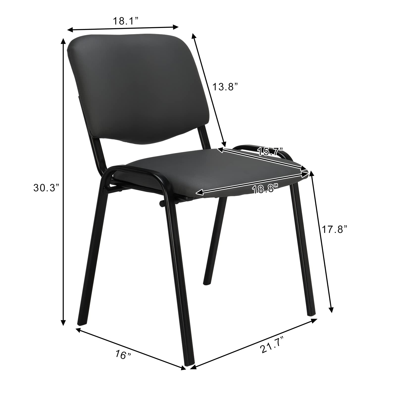 Office PU Stacking Chairs Armless Grey