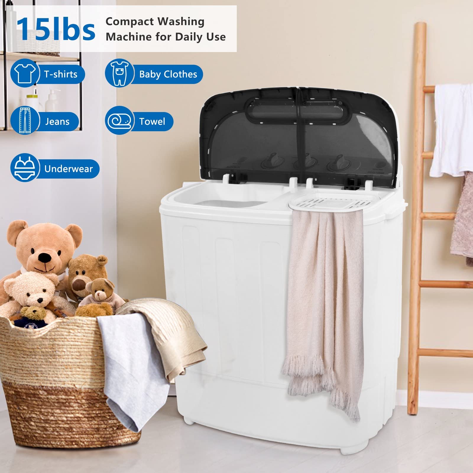 Zeny fashion mini twin tub portable compact washing machine