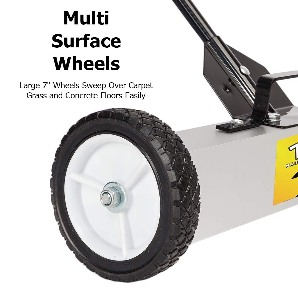 24" 50 LBS Capacity Rolling Magnetic Sweeper Floor Pickup with Release