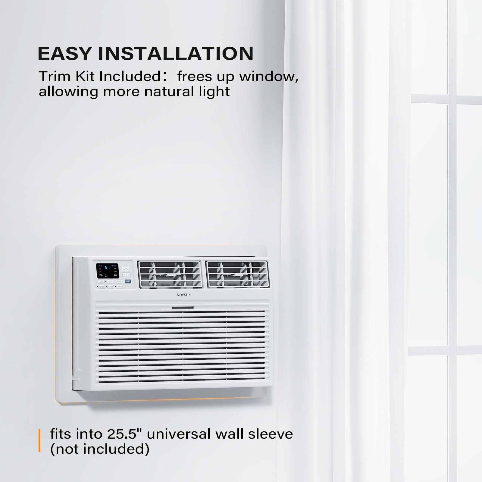 ROVSUN 8,000 BTU 115V Through the Wall Air Conditioner with Heat & Wifi/APP & Install Kit