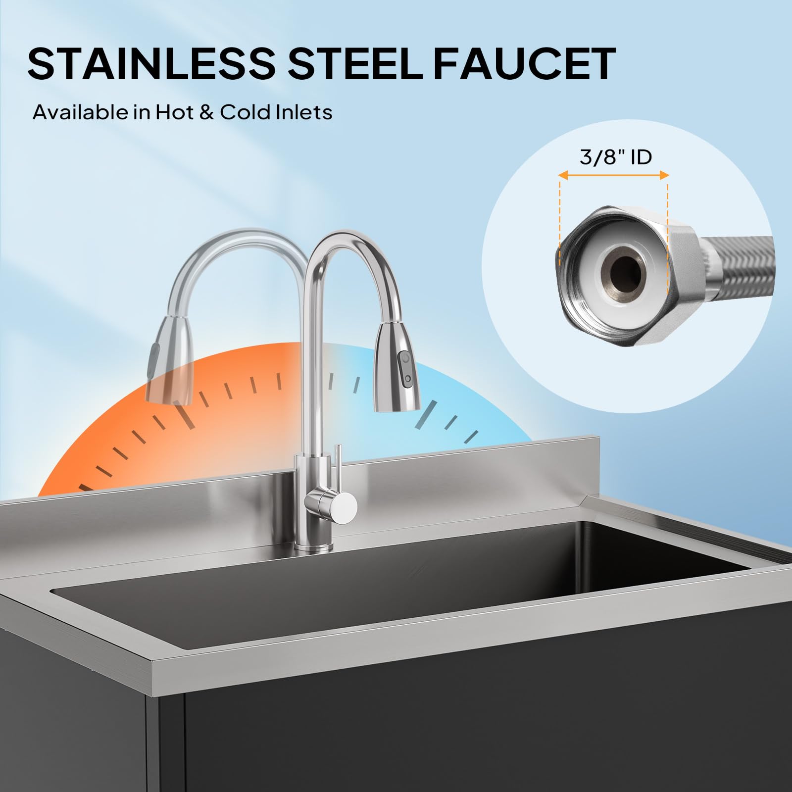 ROVSUN 36" Stainless Steel Utility Sink with Faucet & Draining Rack