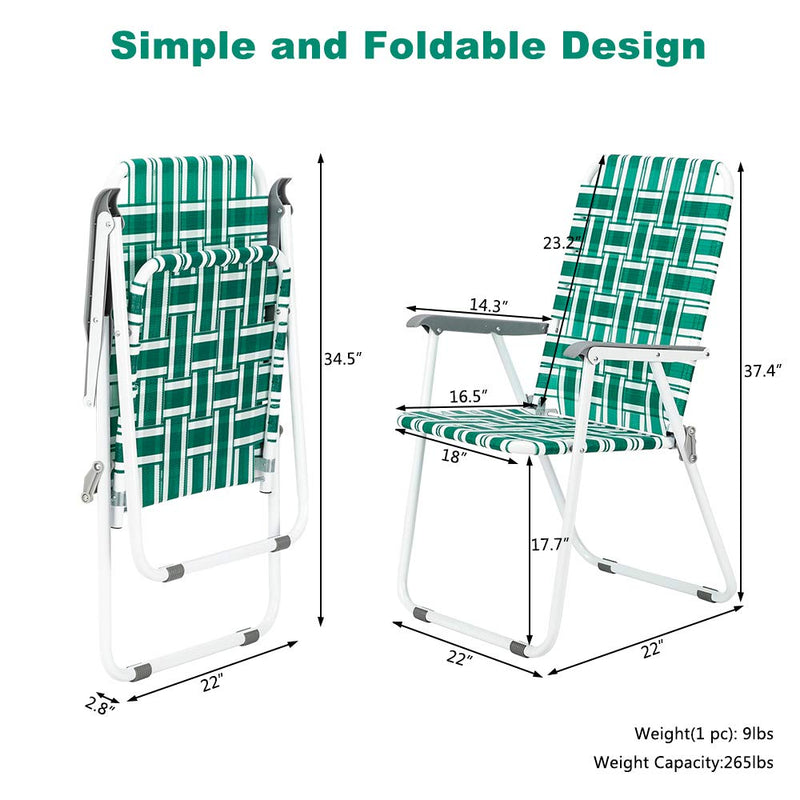 Portable Outdoor Folding Camping Beach Chair Set Green