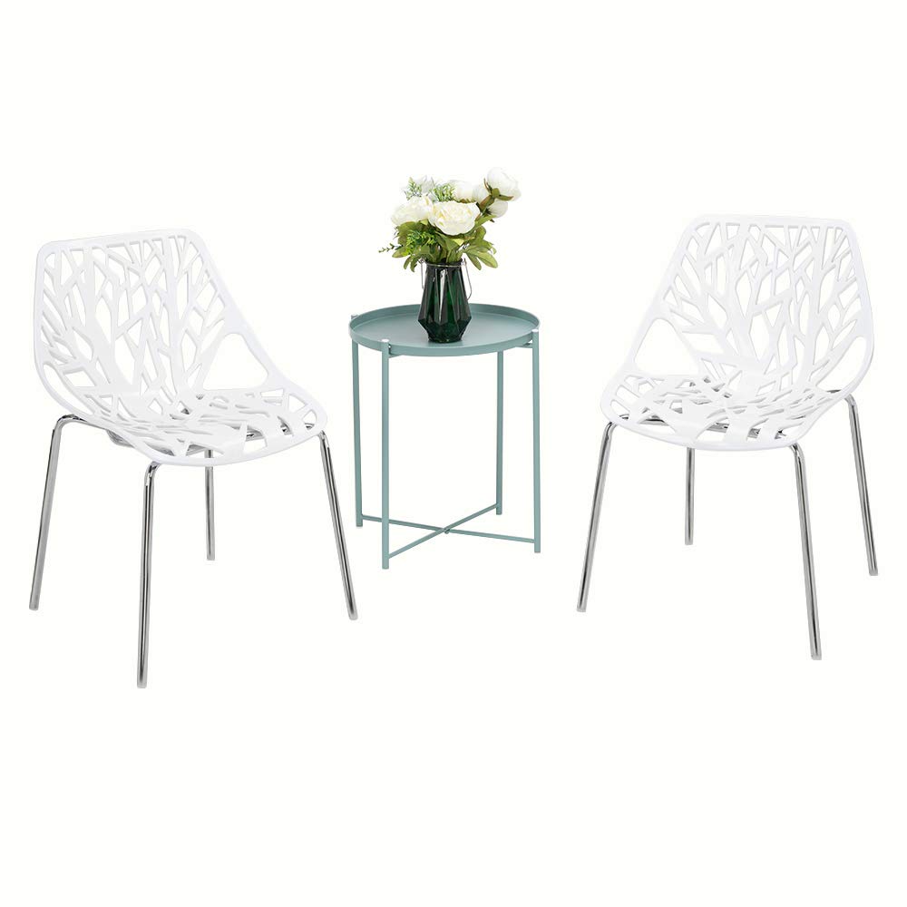 Plastic Saping Birch Stackable Chairs Set White