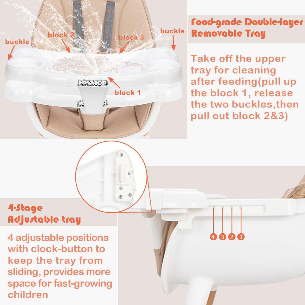 5 in 1 Convertible Baby High Chair for Babies to Toddlers Off White