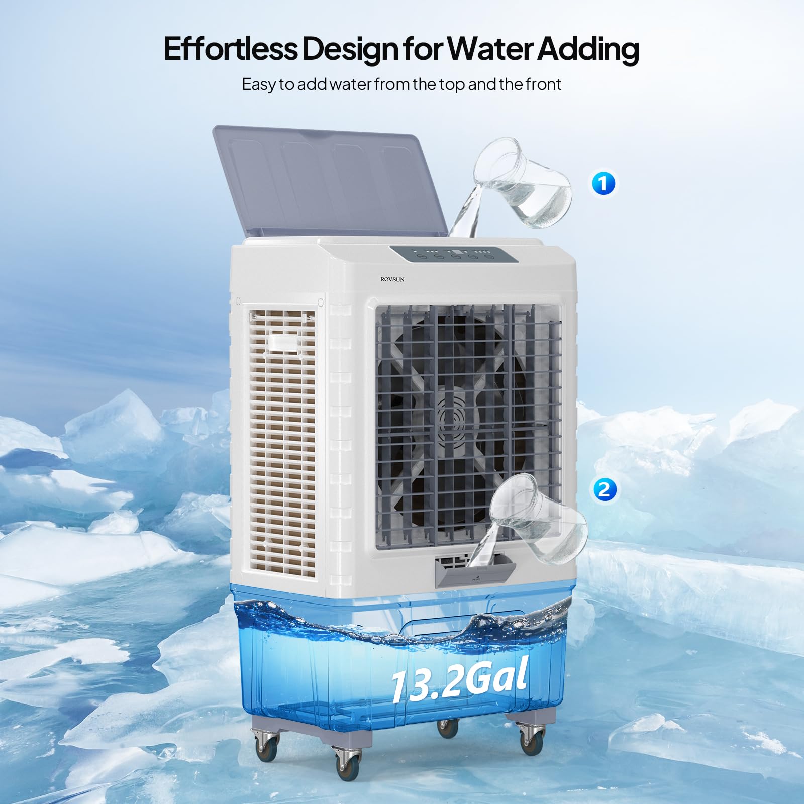 13.2Gal/50L Portable Evaporative Air Cooler with Remote Control