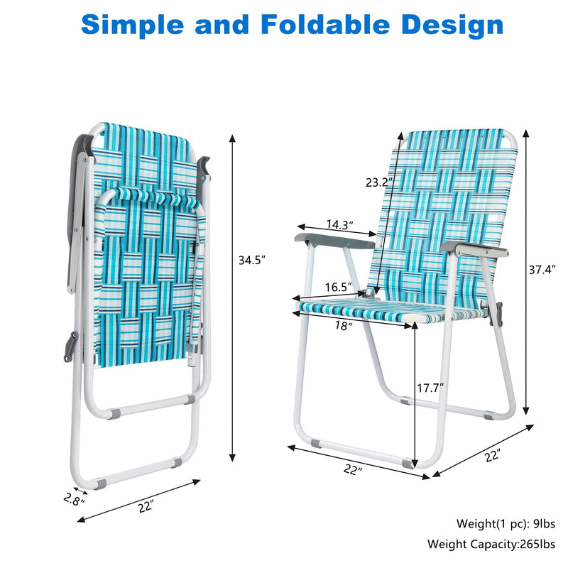 Portable Outdoor Folding Camping Beach Chair Set White & Blue