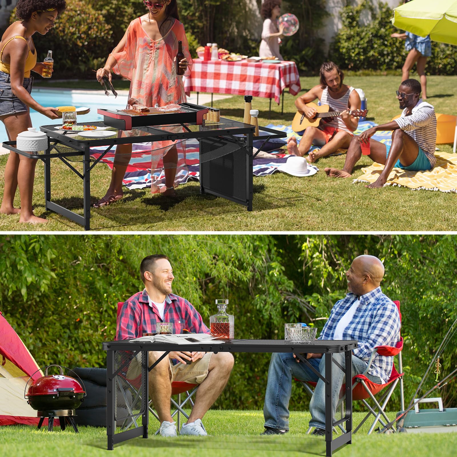 4.7 FT Portable Picnic Table Adjustable Height & Mesh Bag