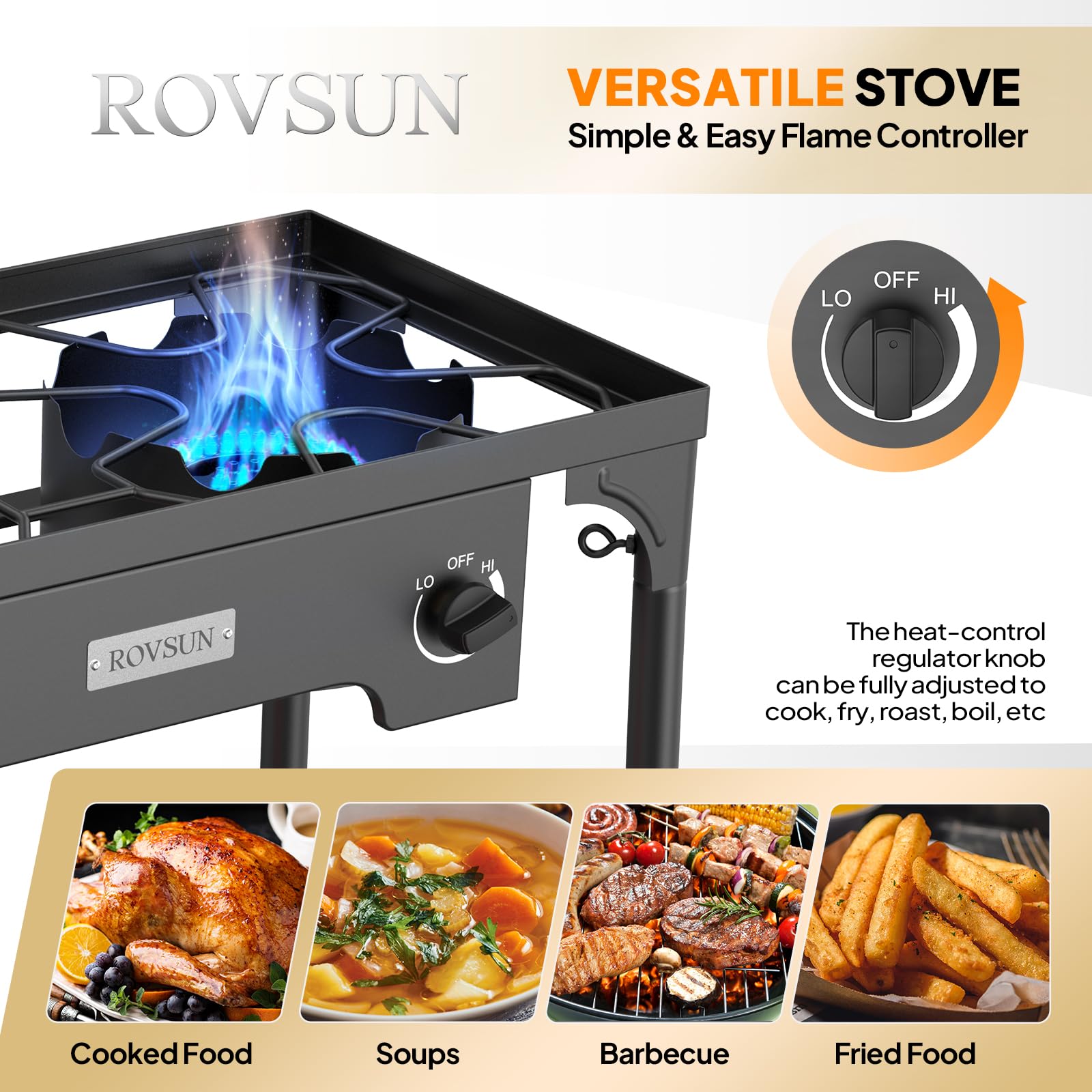 ROVSUN 2 Burner 150000 BTU Outdoor Gas Propane Stove with Windpanel & Carrying Bag