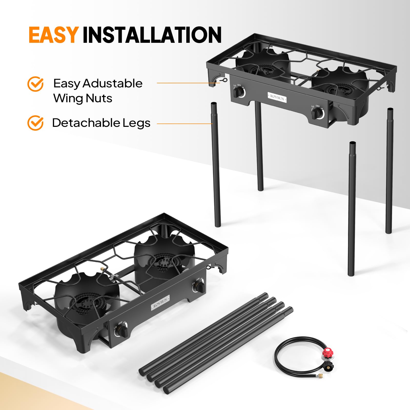 ROVSUN 2 Burner 150,000 BTU Outdoor Gas Propane Stove for Camping Cooking