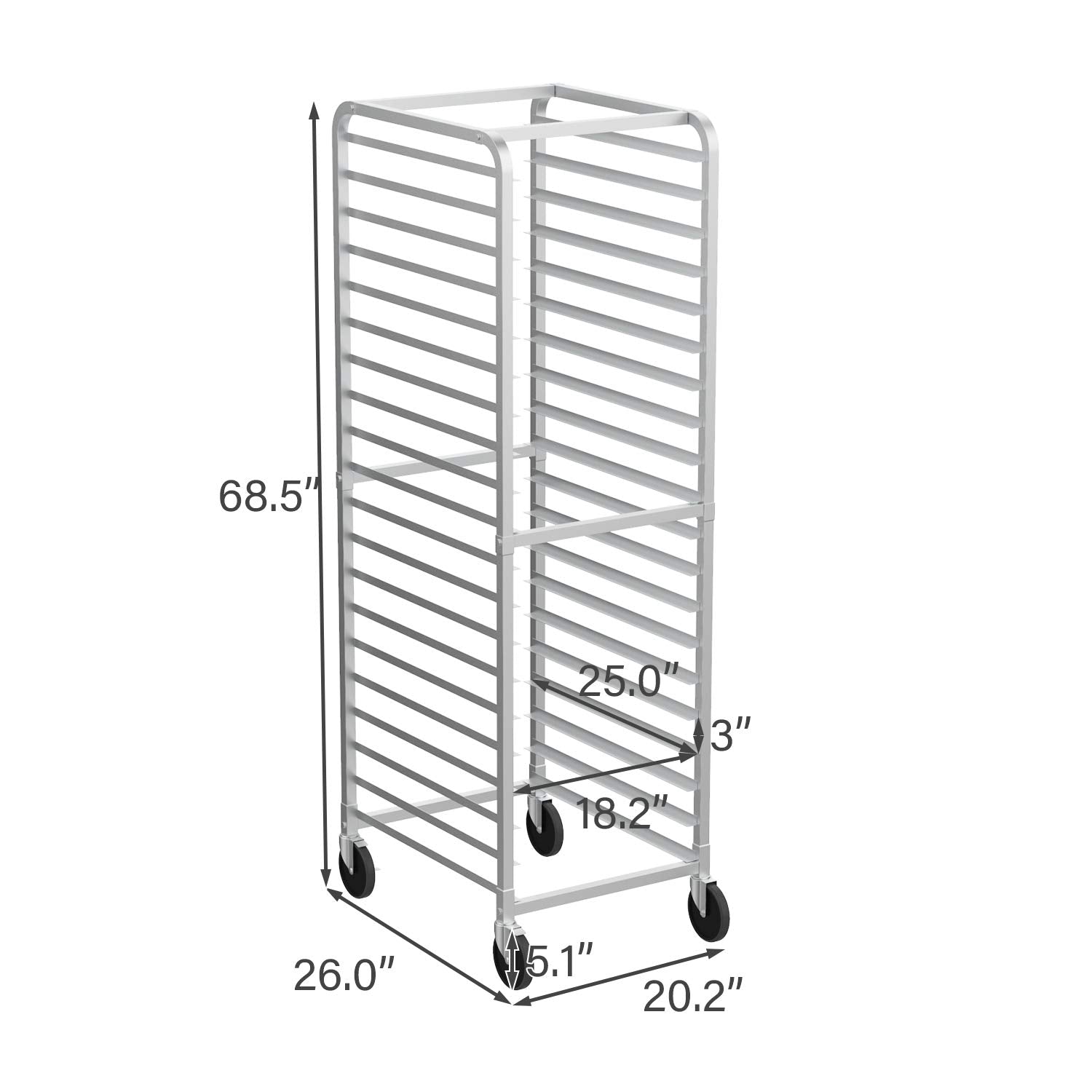 ROVSUN 20-Tier Bakery Rack Stainless Steel 26 Inches Wide Bun Pan Sheet Rack