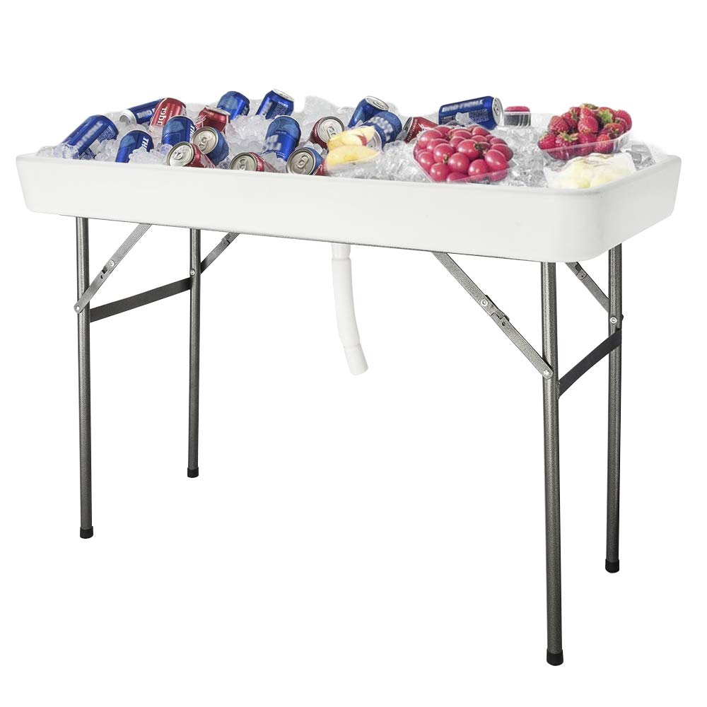 4 FT Party Ice Cooler Folding Table with Matching Skirt White