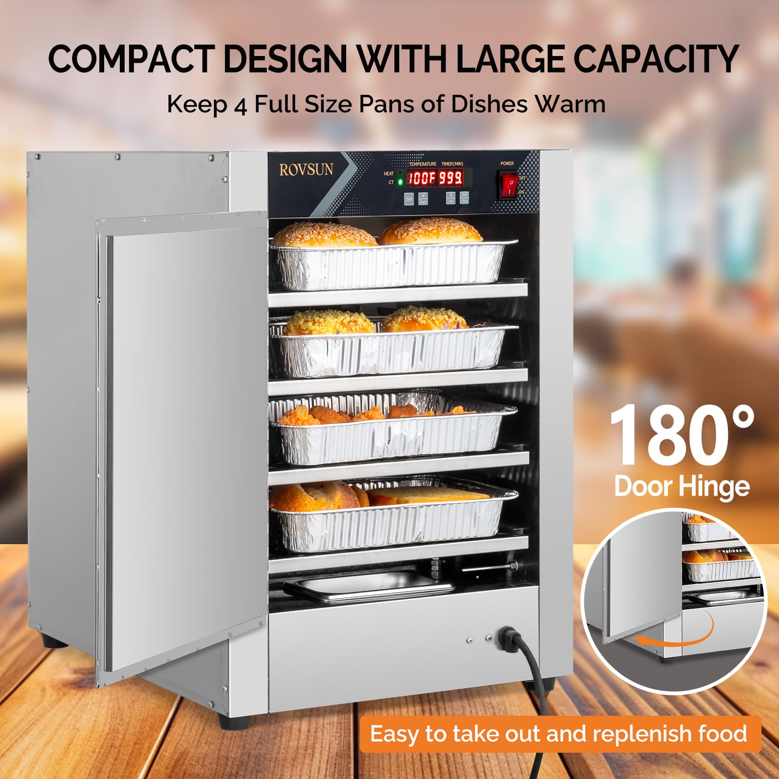 ROVSUN 4-Tier 17" 800W 120V Hot Food Warmer Holding Cabinet