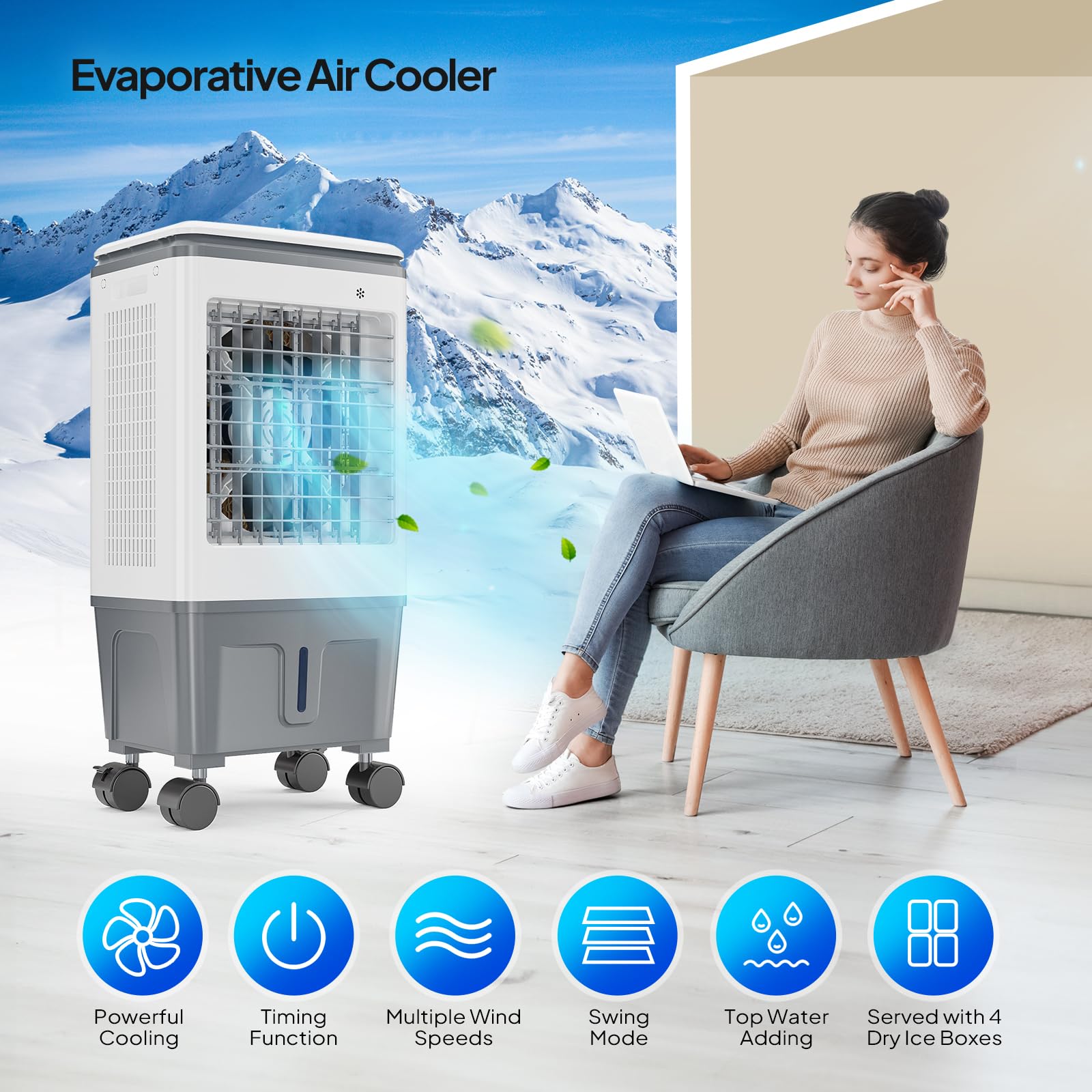 ROVSUN 5.2Gal/20L Portable Evaporative Air Cooler with Remote Control