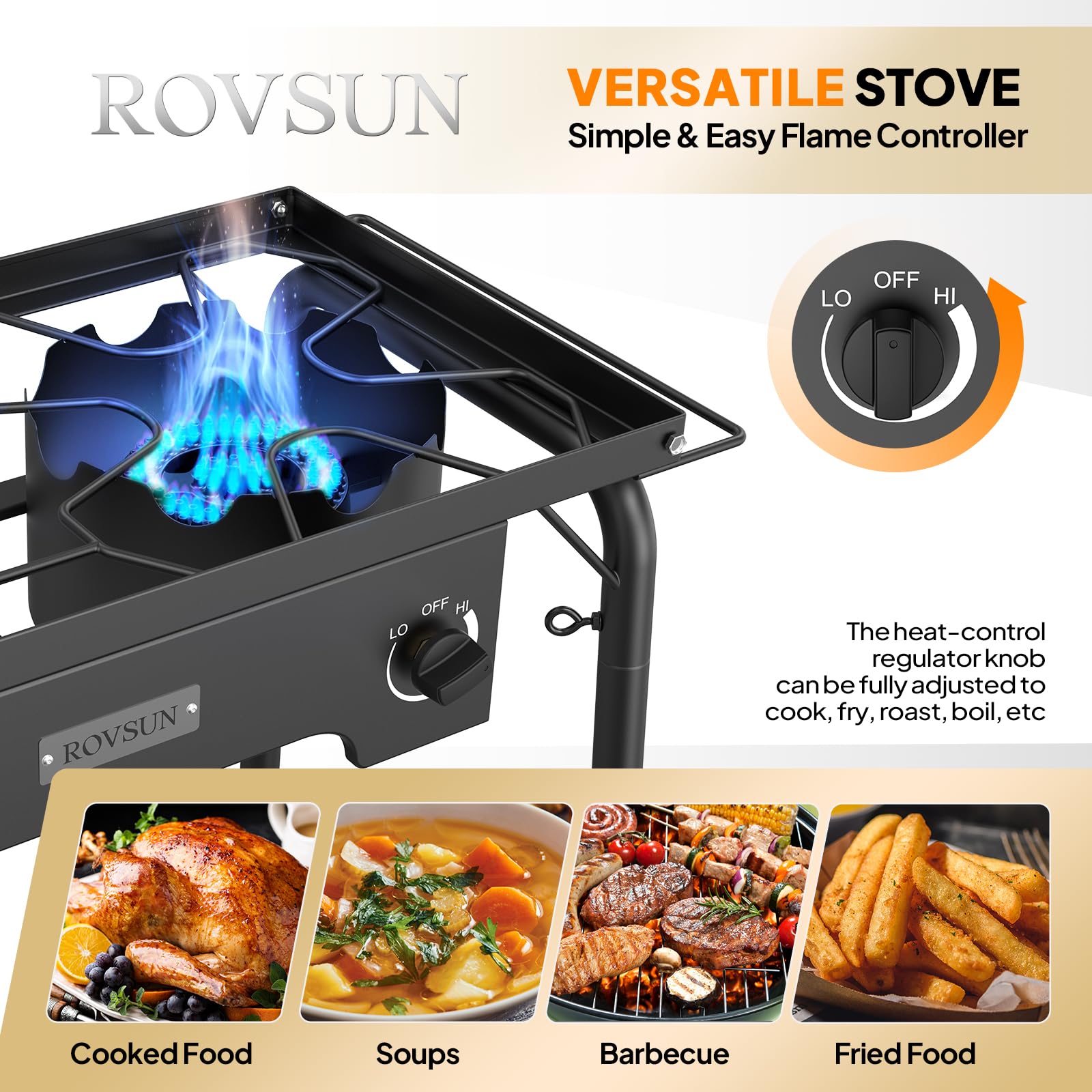 ROVSUN 2 Burner 150,000 BTU Outdoor Gas Propane Stove with Windpanel & Side Shelves & Carrying Bag