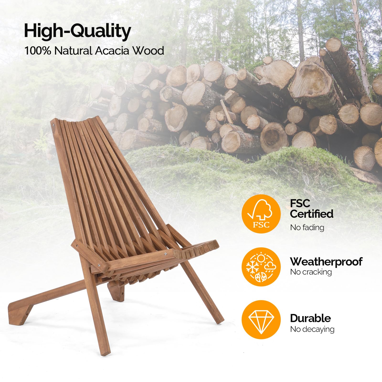 FSC Acacia Wood Folding Outdoor Chairs