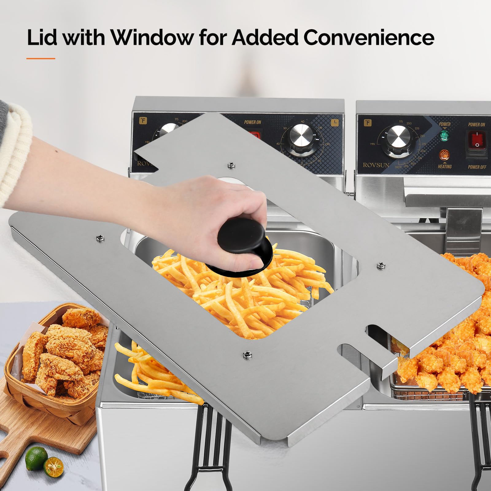 ROVSUN 36 QT 240V 6600W Double Tank Electric Deep Fryer with Timer