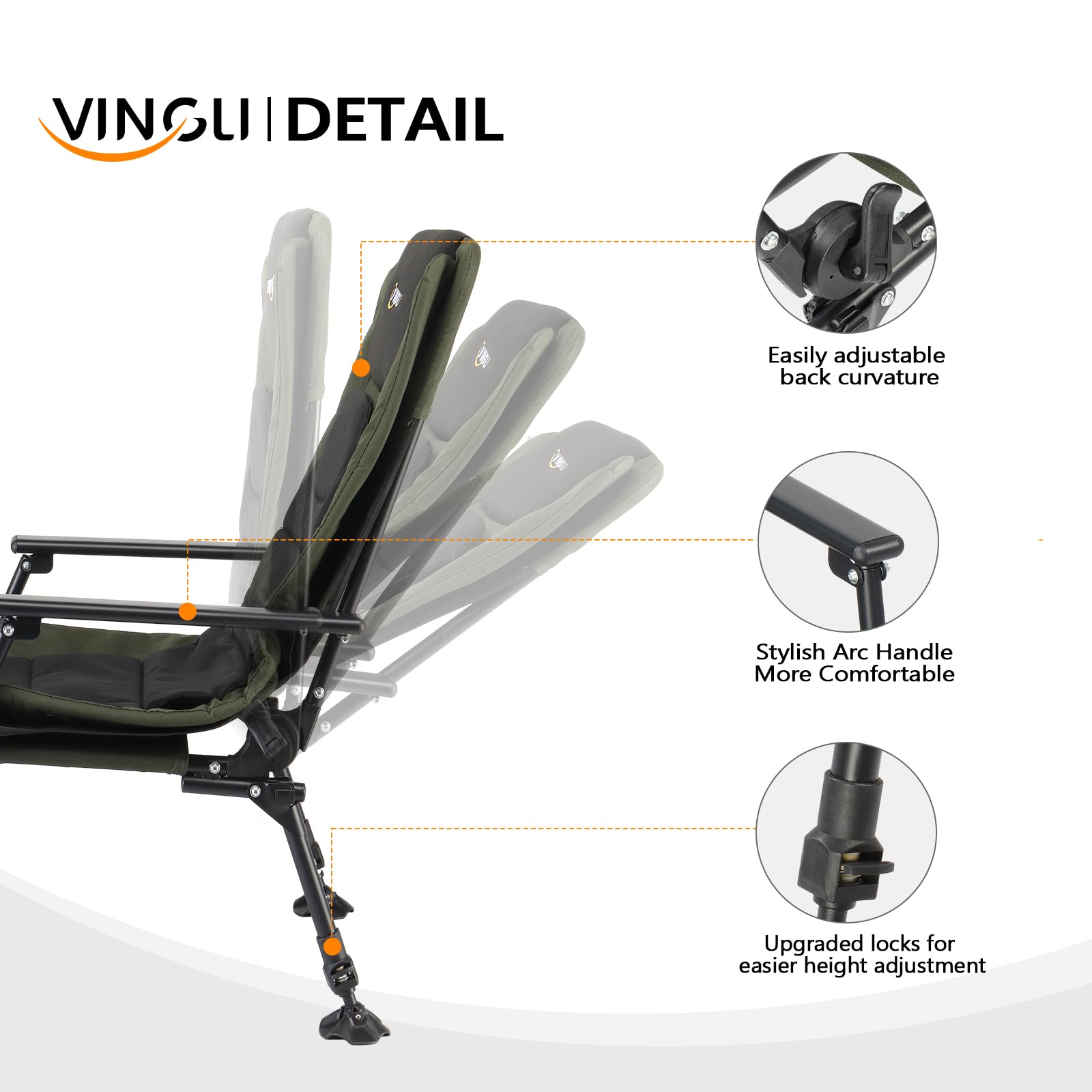 Adjustable Reclining Fishing Chair with High Back