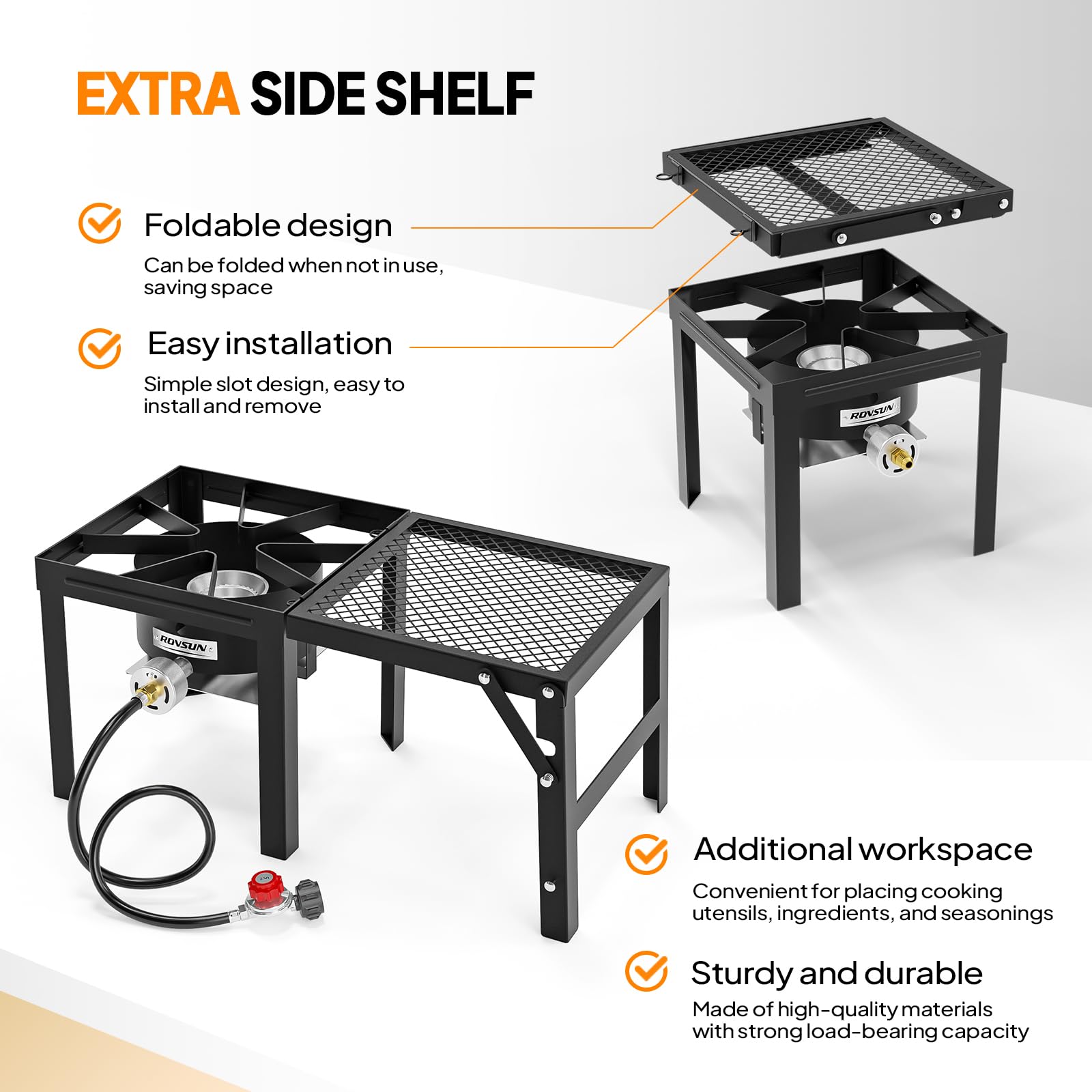 ROVSUN Single Burner 100,000 BTU Outdoor Gas Propane Stove with Foldable Side Shelf